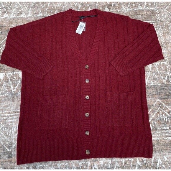 Torrid 3 Boyfriend Cardigan Sweater Rhubarb Red Vegan Cashmere Soft Cozy Pockets - Picture 15 of 16